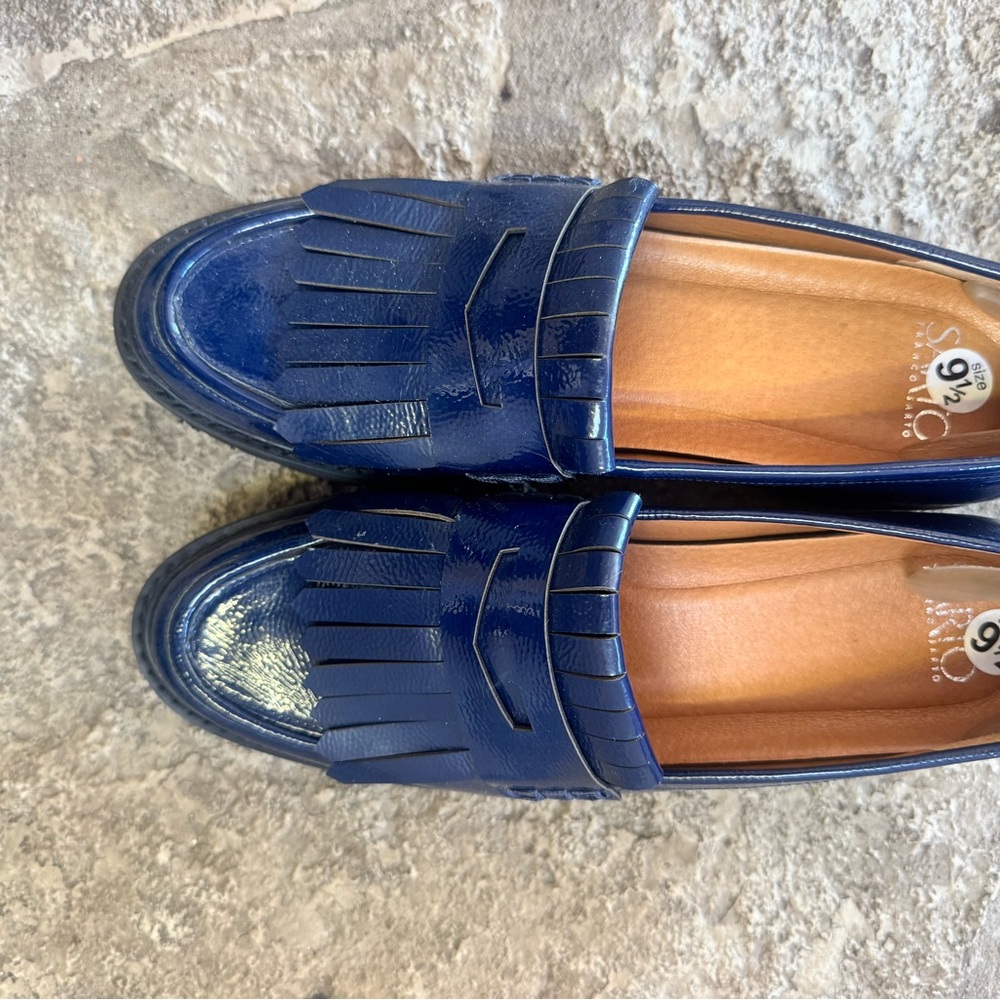 Franco Sarto Navy Fringe Loafers
